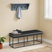 Ottoman Bench – Synthetic Leather – Black – Mid-Century Modern Design with Steel Frame