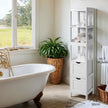 Freestanding Bathroom Floor Cabinet – Wood – White – 2 Drawer Storage Unit