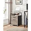Mobile Office File Cabinet – Steel – Rustic Brown and Black – Rolling with Open Compartment
