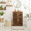 Bathroom Floor Cabinet – Wood – Rustic Brown – Multipurpose with Adjustable Shelf and Louvred Doors
