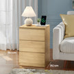 Nightstand – Wood – Natural Finish – Includes Charging Station and 3 Drawers