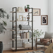 Bookshelf – Wood – Rustic Brown – 5-Tier Industrial Design