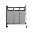 Laundry Cart – Fabric – Beige – 3 Removable Baskets on Wheels