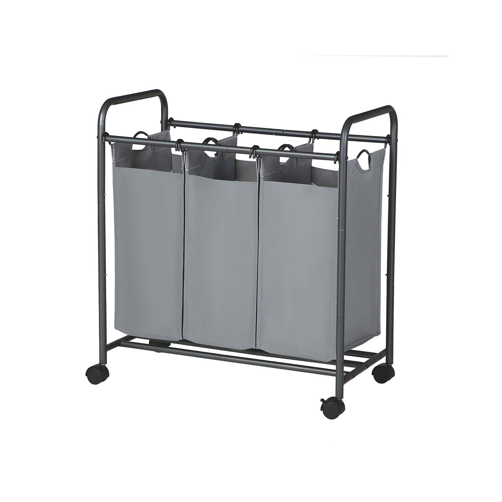Laundry Cart – Fabric – Beige – 3 Removable Baskets on Wheels