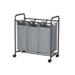 Laundry Cart – Fabric – Beige – 3 Removable Baskets on Wheels