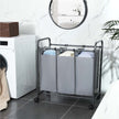 Laundry Cart – Fabric – Beige – 3 Removable Baskets on Wheels