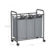 Laundry Cart – Fabric – Beige – 3 Removable Baskets on Wheels