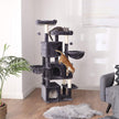 Cat Tree – Engineered Wood – Light Grey – Three Enclosed Caves and Multi-Level Design