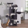 Cat Tree – Engineered Wood – Light Grey – Three Enclosed Caves and Multi-Level Design