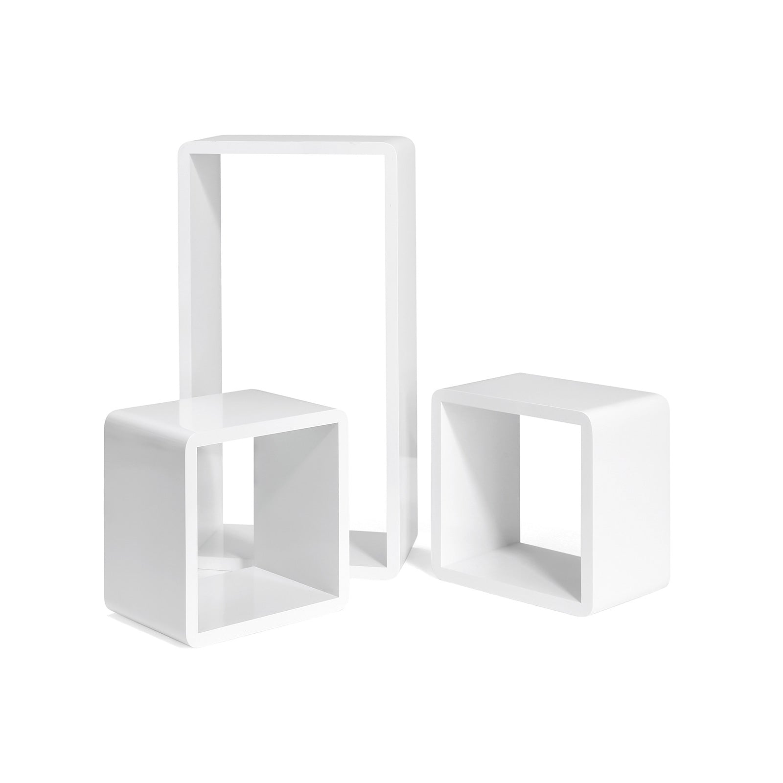 Floating Cube Shelves – MDF – White – Set of 3