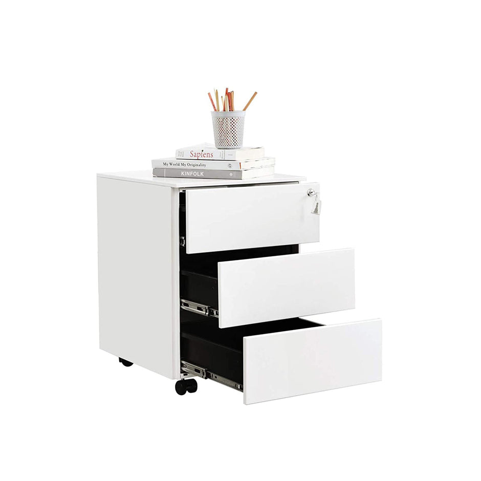 Mobile File Cabinet – Metal – Matte Black – Lockable, 3 Drawers, Pre-Assembled