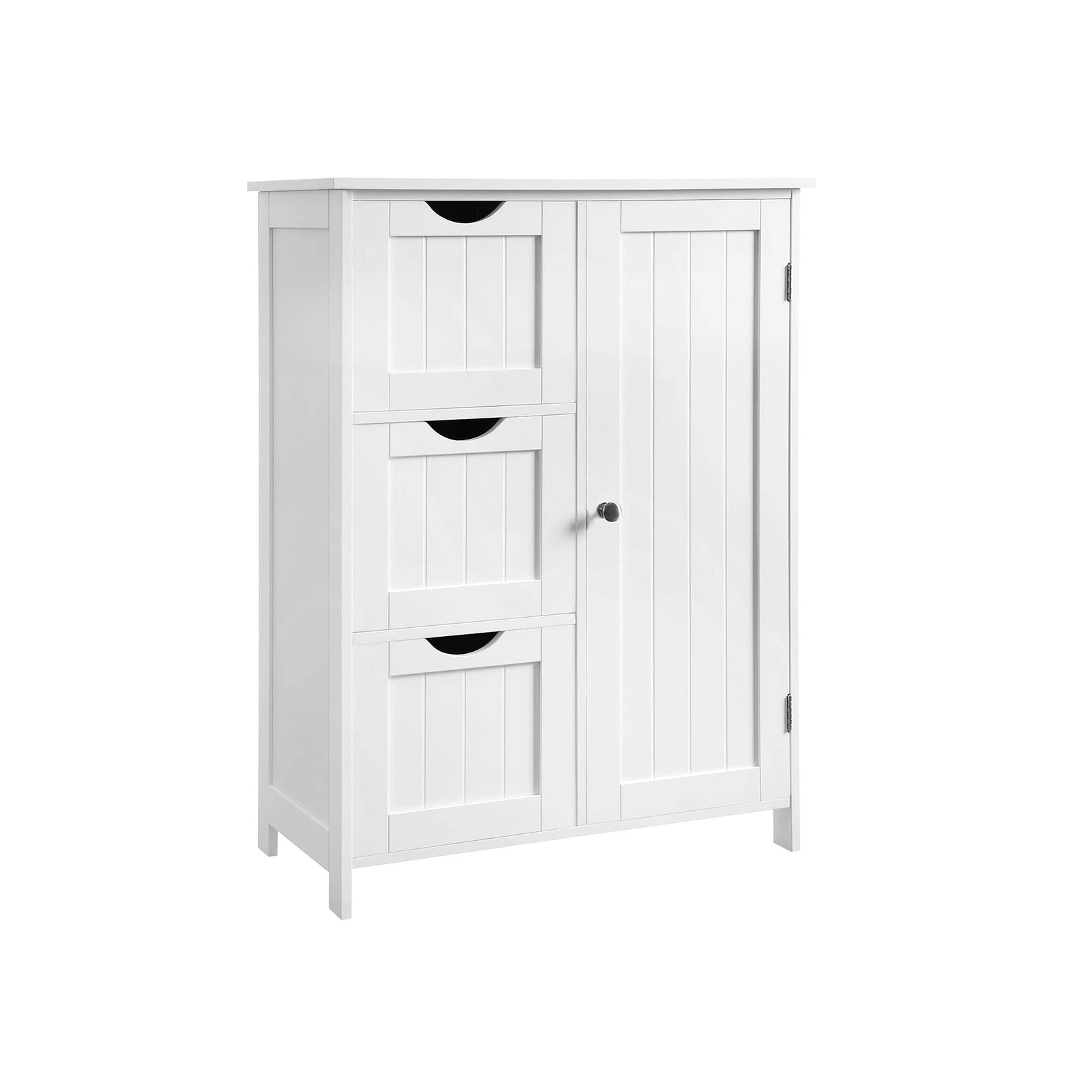 Floor Cabinet – Wood – White – 3 Large Drawers with Adjustable Shelf