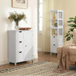 Floor Cabinet – Wood – White – 3 Large Drawers with Adjustable Shelf
