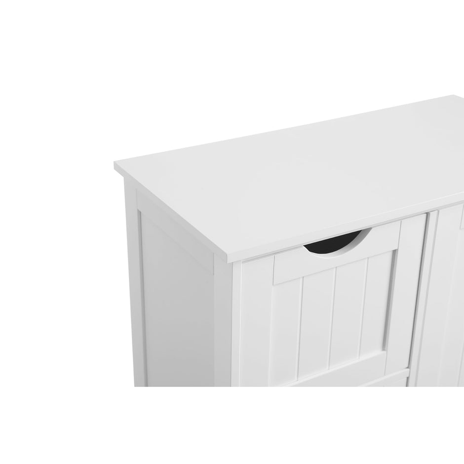 Floor Cabinet – Wood – White – 3 Large Drawers with Adjustable Shelf