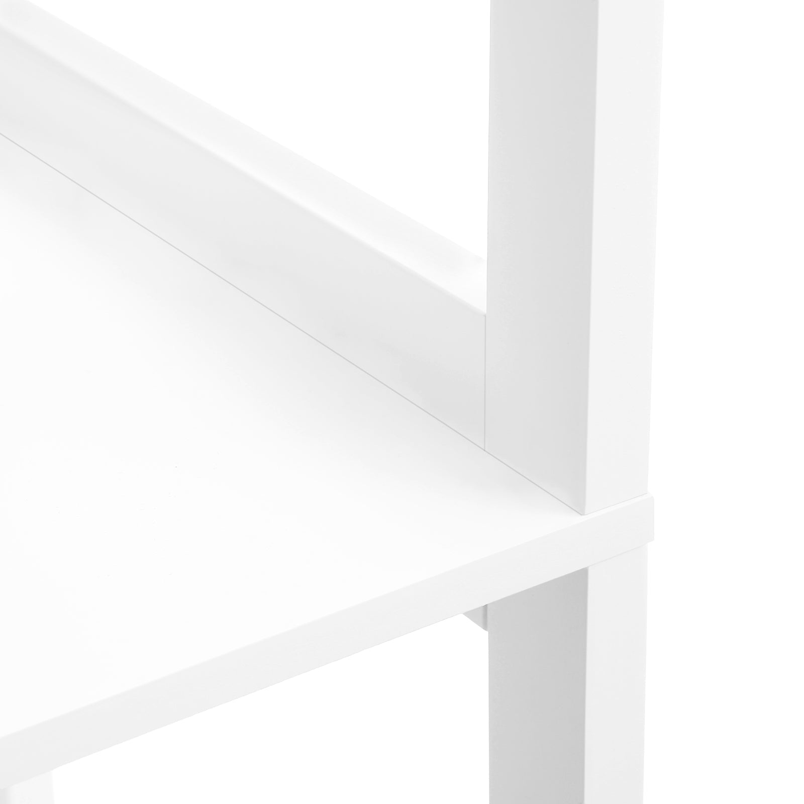 Open Shelves Cabinet – Engineered Wood – White – Free Standing with 3 Open Shelves, 1 Drawer, and 1 Cupboard