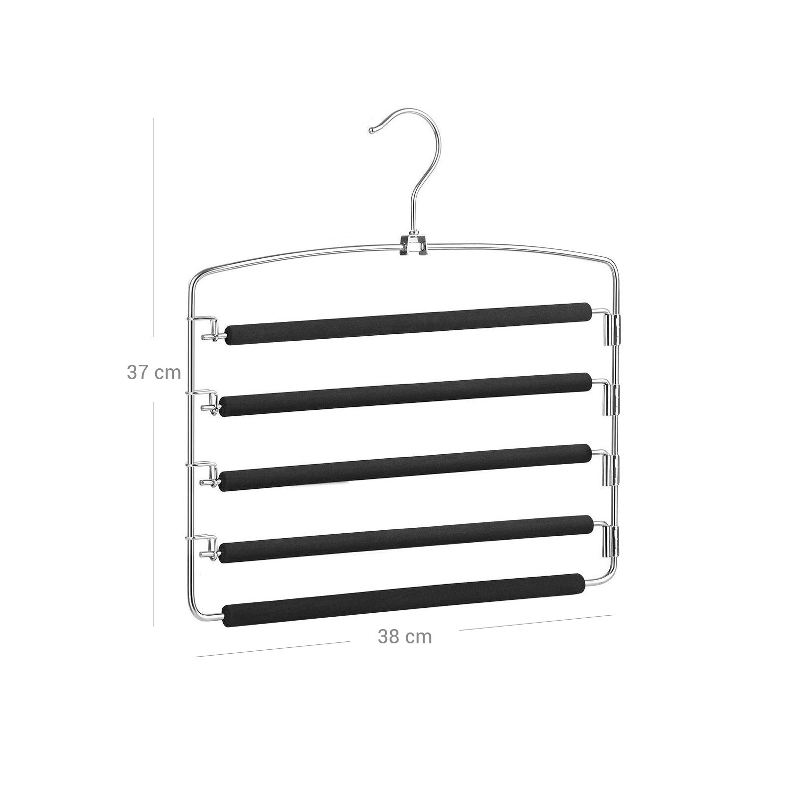Pants Hangers – Metal – Black – Space-Saving Set of 3 with Non-Slip Padding and Swing Bars for Versatile Storage