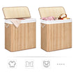 Laundry Hamper – Fabric – Natural – 3 Sections with Clip-on Lid and Handles, 150L Foldable
