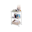 Rolling Trolley Storage Unit – Wood – White – 3 Shelves for Kitchen and Bathroom