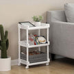 Rolling Trolley Storage Unit – Wood – White – 3 Shelves for Kitchen and Bathroom