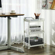 Rolling Trolley Storage Unit – Wood – White – 3 Shelves for Kitchen and Bathroom