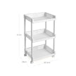 Rolling Trolley Storage Unit – Wood – White – 3 Shelves for Kitchen and Bathroom
