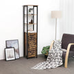 Storage Cabinet – Wood – Rustic Brown – Tall with 3 Shelves and Cupboard