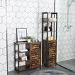 Storage Cabinet – Wood – Rustic Brown – Tall with 3 Shelves and Cupboard