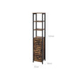 Storage Cabinet – Wood – Rustic Brown – Tall with 3 Shelves and Cupboard