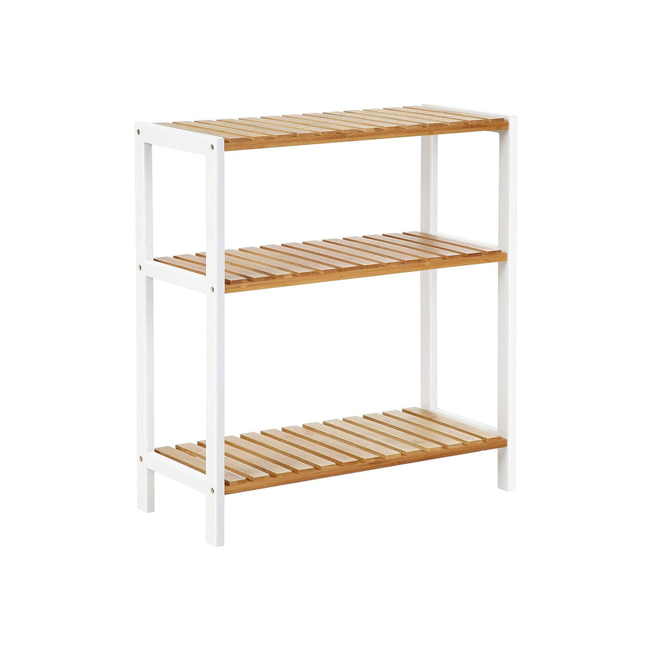 3-Tier Storage Shelf – Bamboo – Natural – Multifunctional Design for Hallway, Bathroom, Kitchen, Living Room