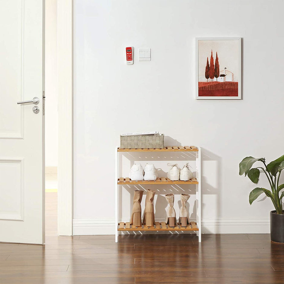 3-Tier Storage Shelf – Bamboo – Natural – Multifunctional Design for Hallway, Bathroom, Kitchen, Living Room