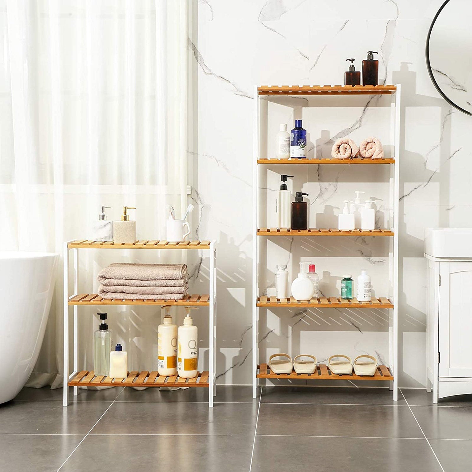 3-Tier Storage Shelf – Bamboo – Natural – Multifunctional Design for Hallway, Bathroom, Kitchen, Living Room