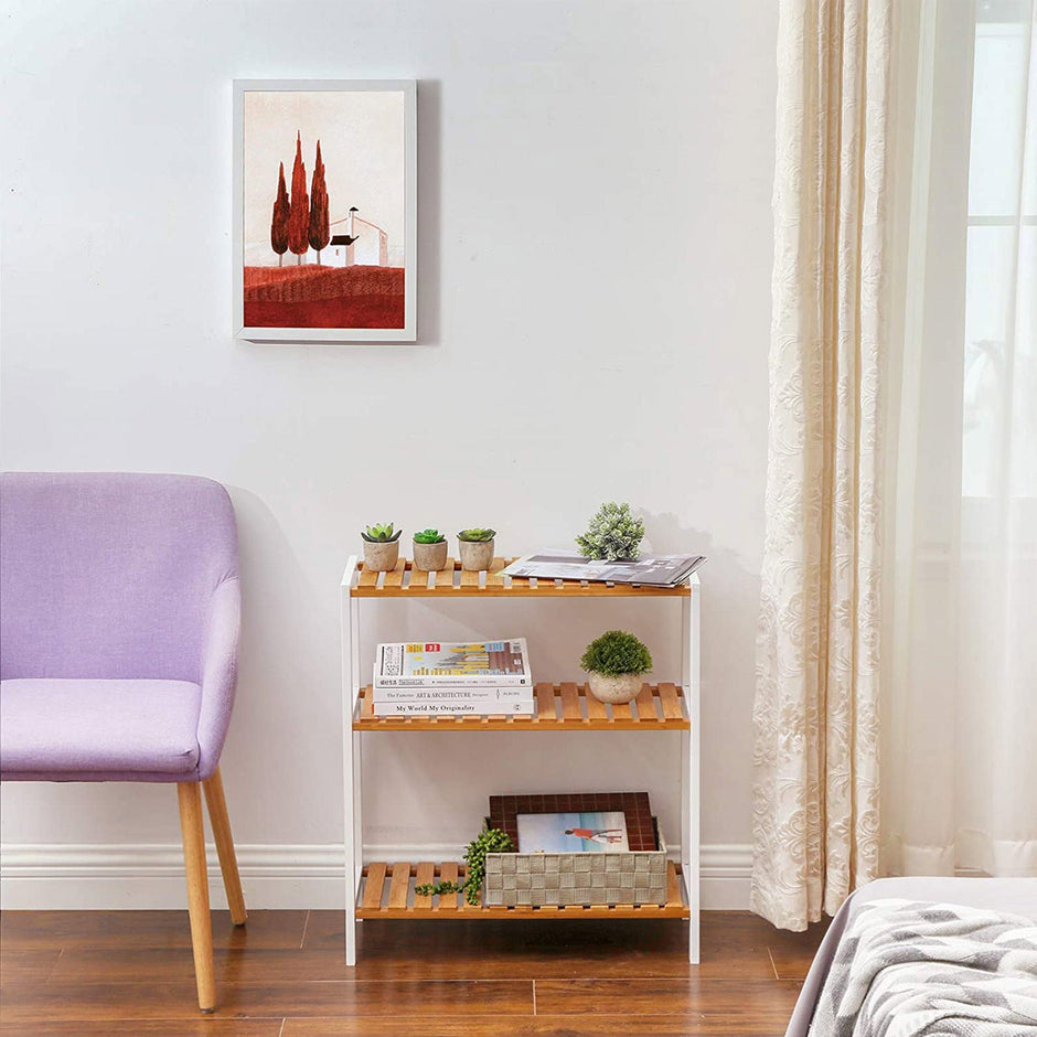 3-Tier Storage Shelf – Bamboo – Natural – Multifunctional Design for Hallway, Bathroom, Kitchen, Living Room