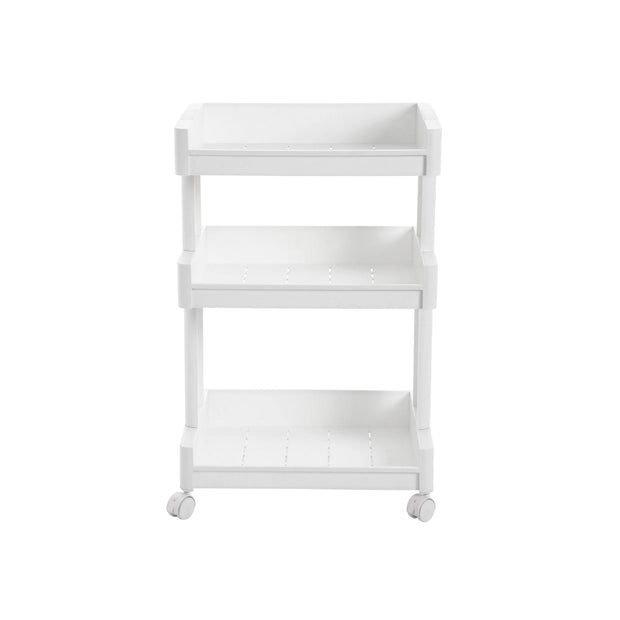 3-Tier Rolling Cart – Plastic – White – with Castors for Kitchen and Bathroom Organization