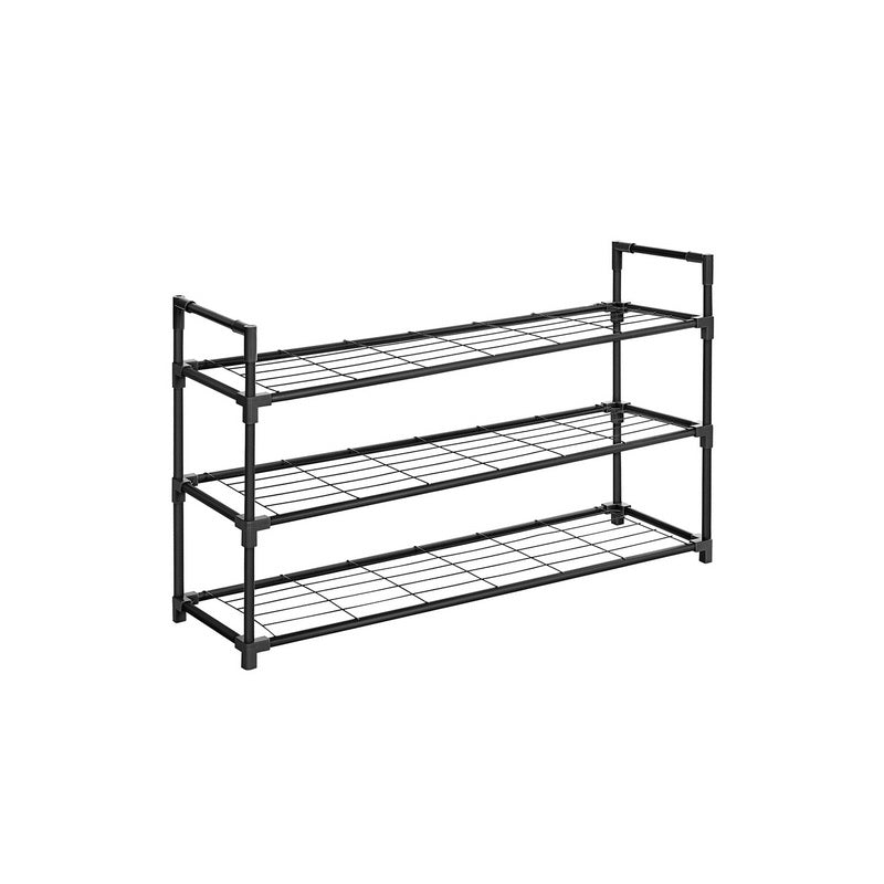 3-Tier Shoe Rack – Metal – Black – Holds Up to 15 Pairs of Shoes