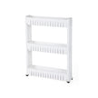 3-Tier Storage Tower – Metal – White – Mobile Design with Wheels