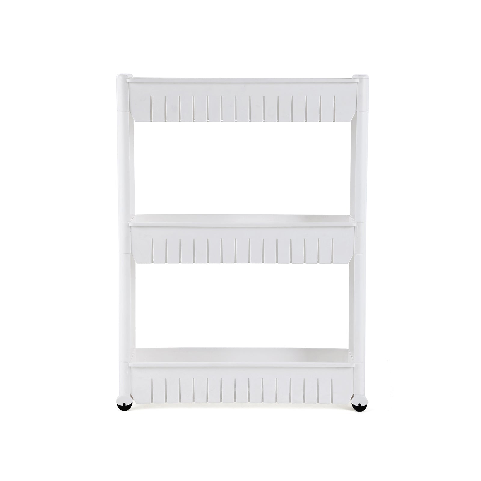 3-Tier Storage Tower – Metal – White – Mobile Design with Wheels