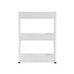 3-Tier Storage Tower – Metal – White – Mobile Design with Wheels