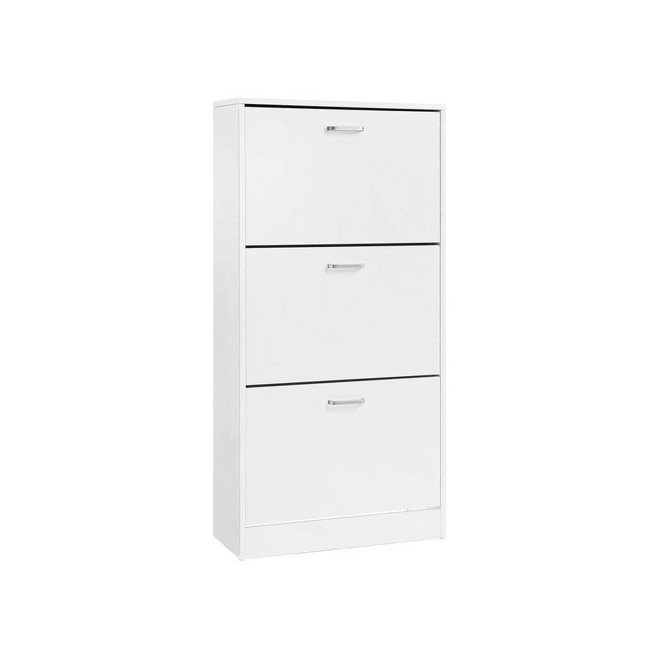 3-Tier Wooden Shoe Cabinet – Rustic Brown – Space-Saving Design with Flip Doors