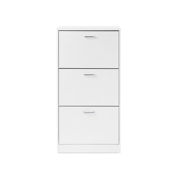 3-Tier Wooden Shoe Cabinet – Rustic Brown – Space-Saving Design with Flip Doors