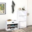3-Tier Wooden Shoe Cabinet – Rustic Brown – Space-Saving Design with Flip Doors