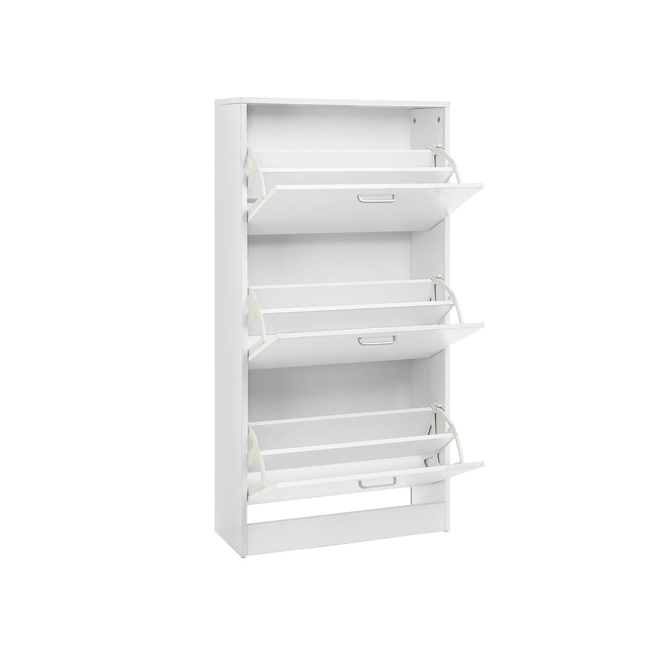 3-Tier Wooden Shoe Cabinet – Rustic Brown – Space-Saving Design with Flip Doors