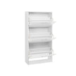 3-Tier Wooden Shoe Cabinet – Rustic Brown – Space-Saving Design with Flip Doors