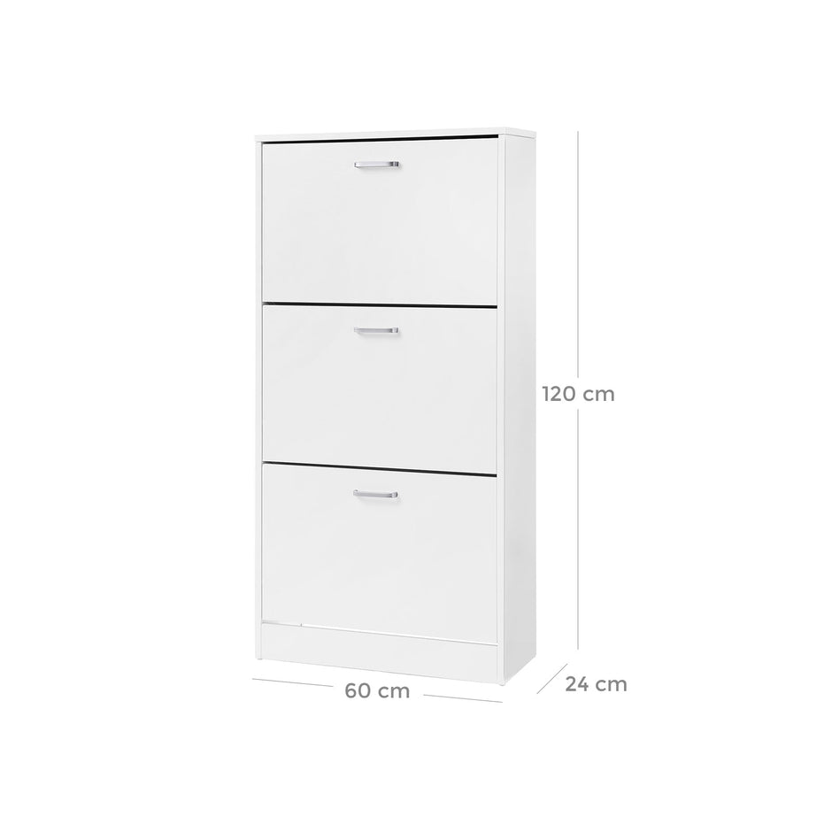 3-Tier Wooden Shoe Cabinet – Rustic Brown – Space-Saving Design with Flip Doors