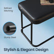 Ottoman Bench – Synthetic Leather – Black – Mid-Century Modern Design with Steel Frame