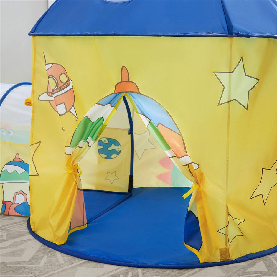 Kids Play Tent – Fabric – Pink – 3-in-1 with Tunnel and Ball Pit, Unicorn Princess Theme