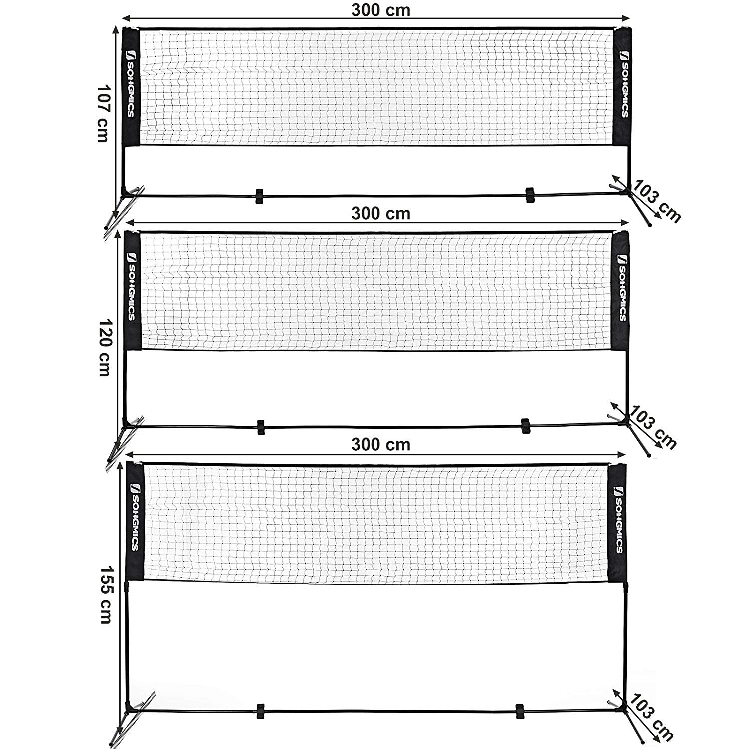 Portable Tennis and Badminton Net – Durable Material – Adjustable Height – 3 m Length with Stand