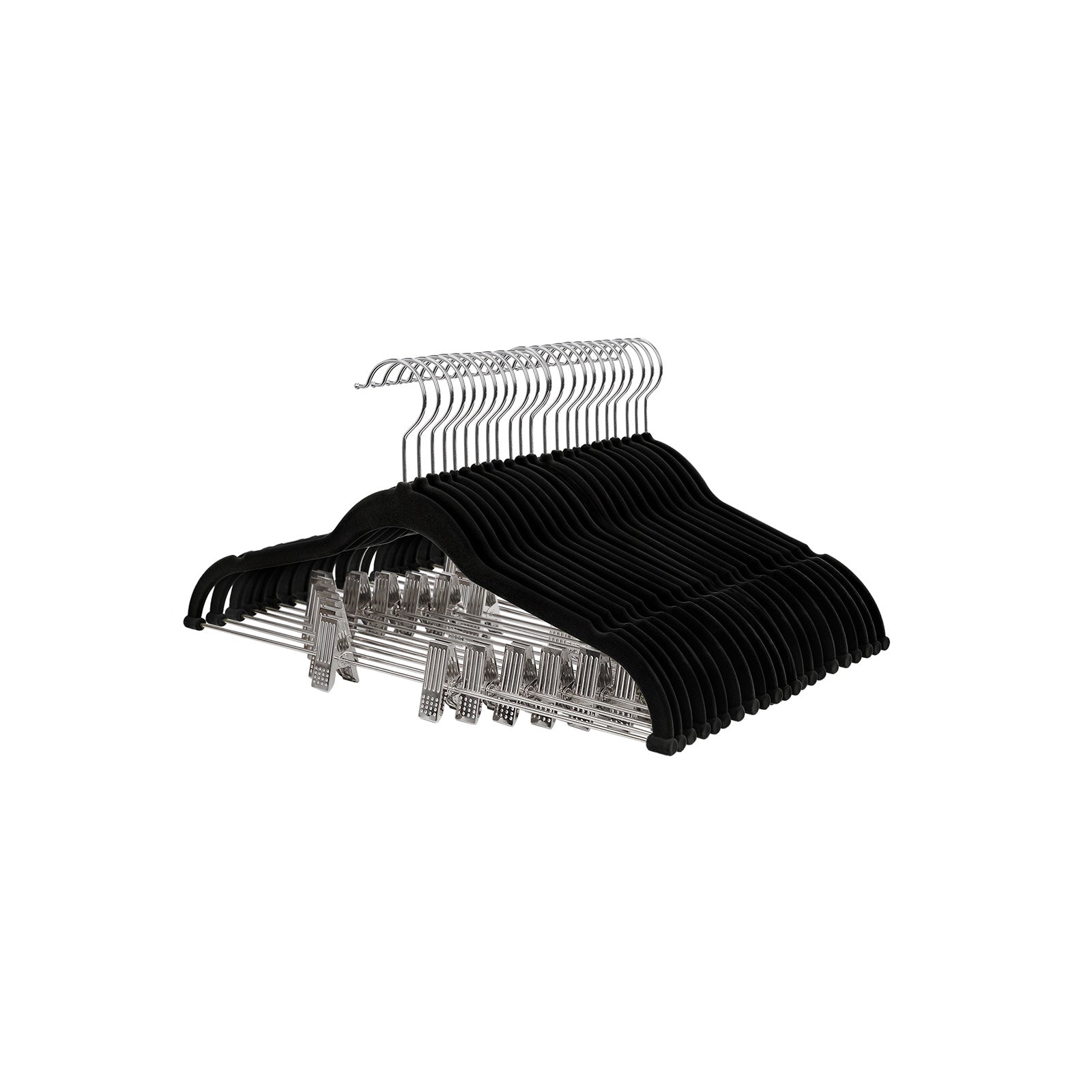 Pants Hangers – Velvet – Grey – 30 Pack with Clips and 360 Rotating Hook