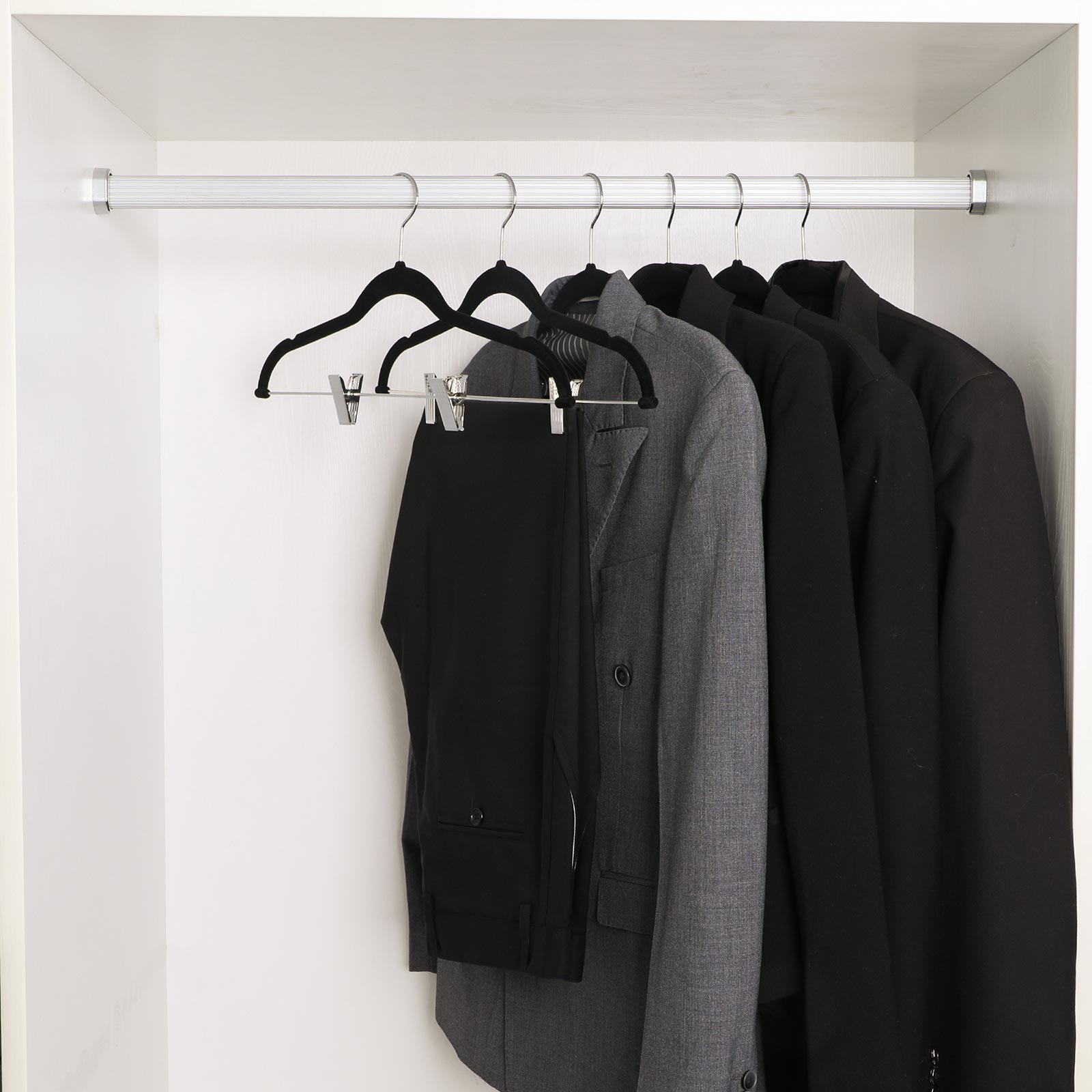 Pants Hangers – Velvet – Grey – 30 Pack with Clips and 360 Rotating Hook