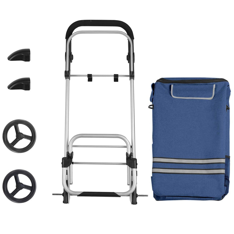 Shopping Trolley – Solid – Grey – 35L Capacity with Insulated Cooling Bag and Detachable Backpack