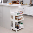 3-Tier Rolling Cart – Plastic – White – with Castors for Kitchen and Bathroom Organization